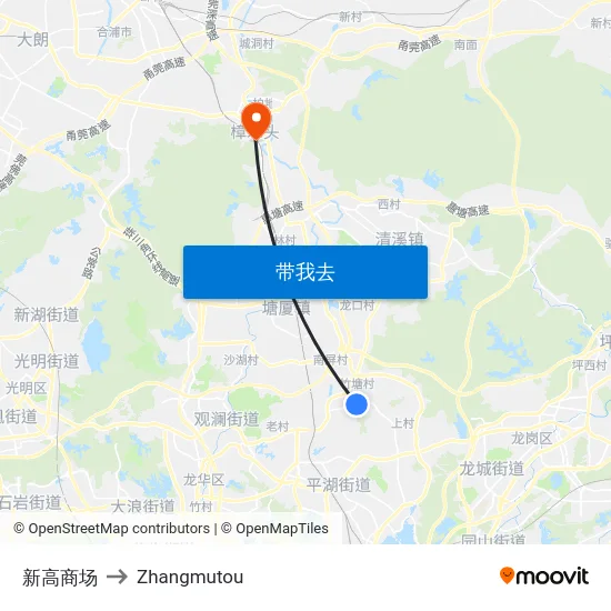 新高商场 to Zhangmutou map