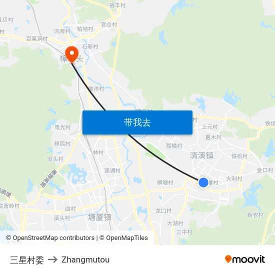 三星村委 to Zhangmutou map