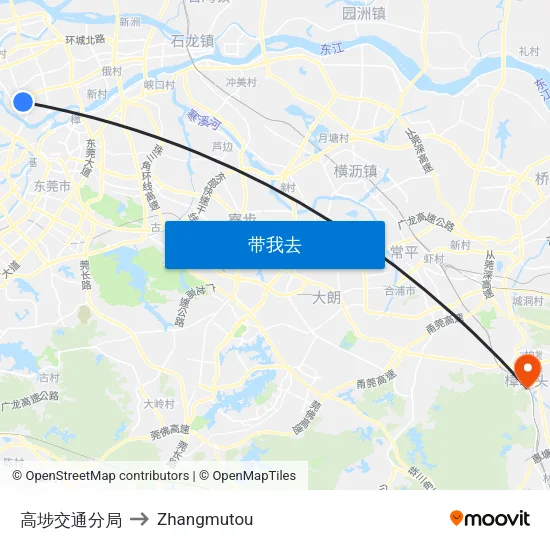 高埗交通分局 to Zhangmutou map