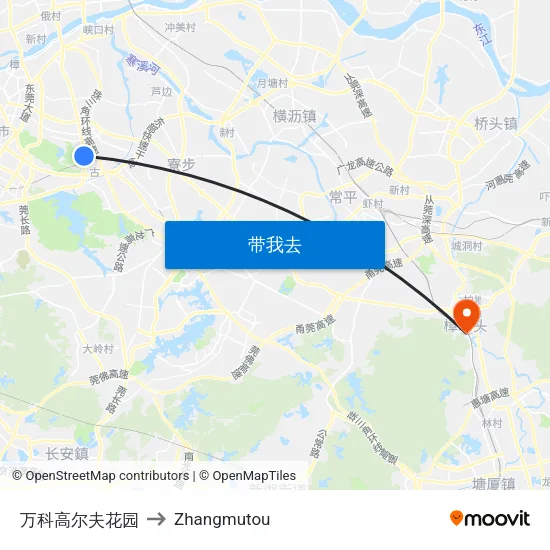 万科高尔夫花园 to Zhangmutou map