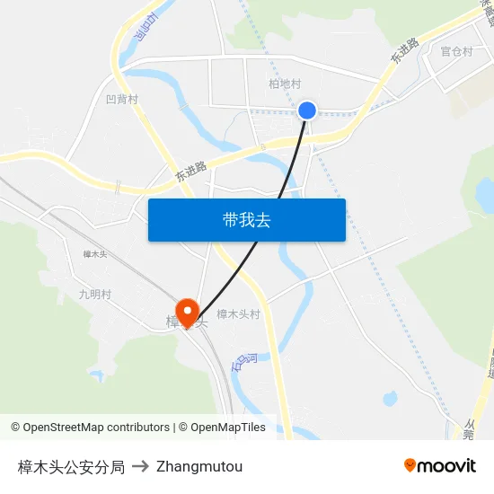 樟木头公安分局 to Zhangmutou map