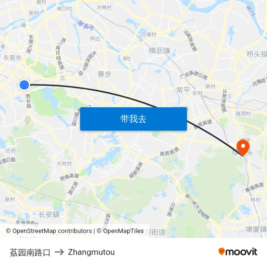 荔园南路口 to Zhangmutou map