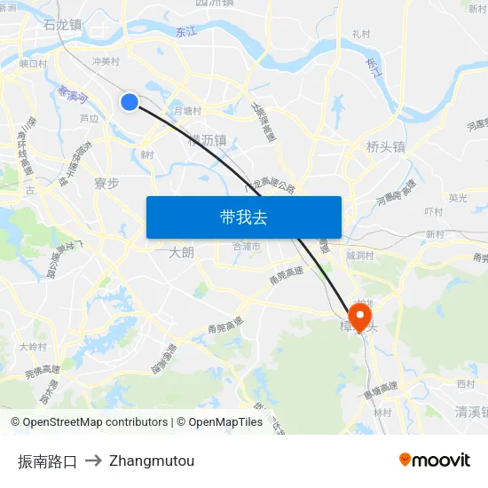 振南路口 to Zhangmutou map