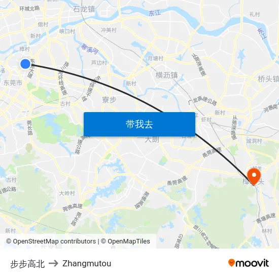 步步高北 to Zhangmutou map