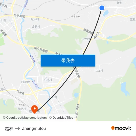 赵林 to Zhangmutou map