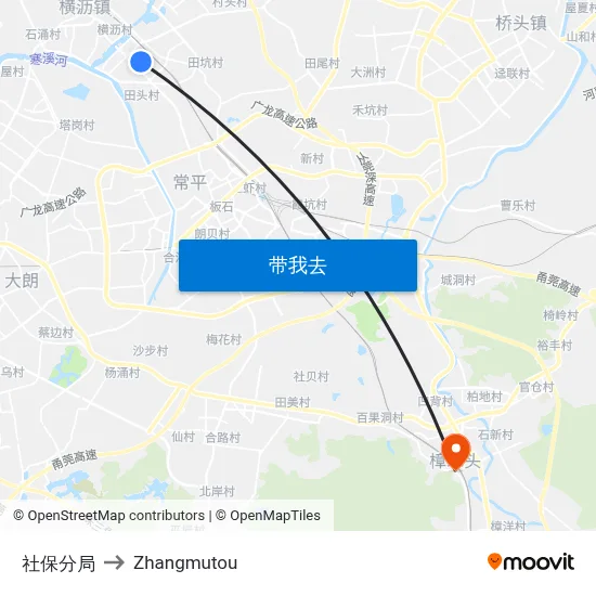社保分局 to Zhangmutou map