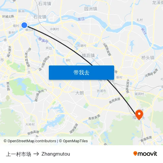 上一村市场 to Zhangmutou map