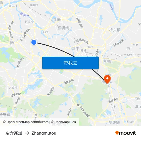 东方新城 to Zhangmutou map