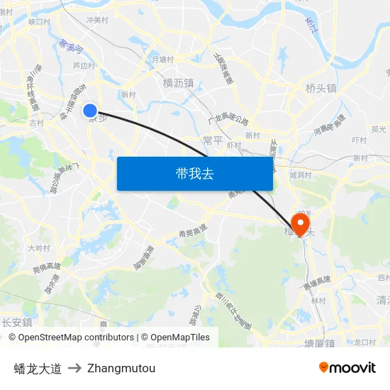 蟠龙大道 to Zhangmutou map
