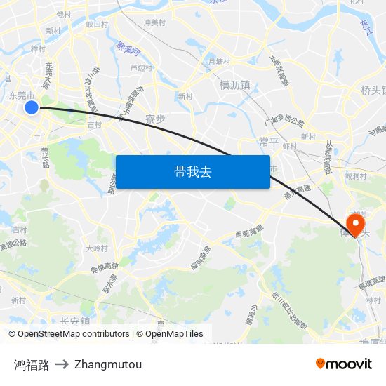 鸿福路 to Zhangmutou map