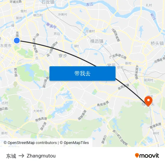 东城 to Zhangmutou map