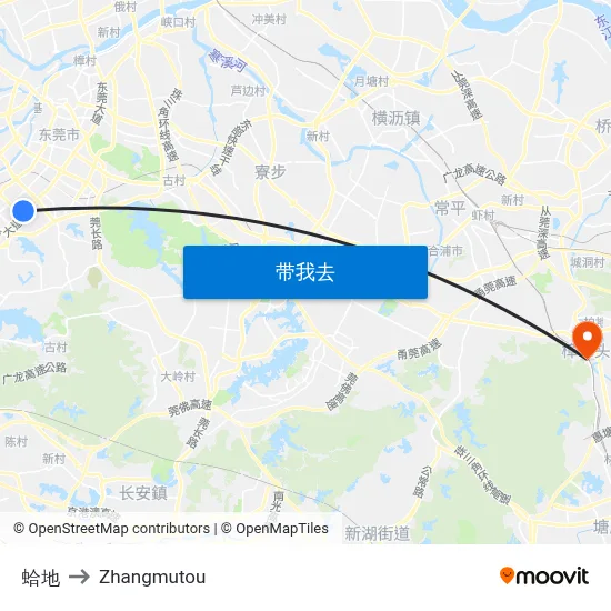 蛤地 to Zhangmutou map