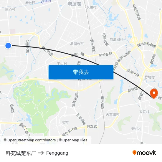 科苑城楚东厂 to Fenggang map
