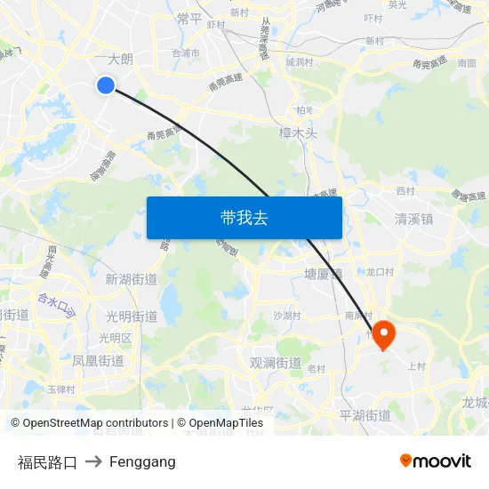 福民路口 to Fenggang map