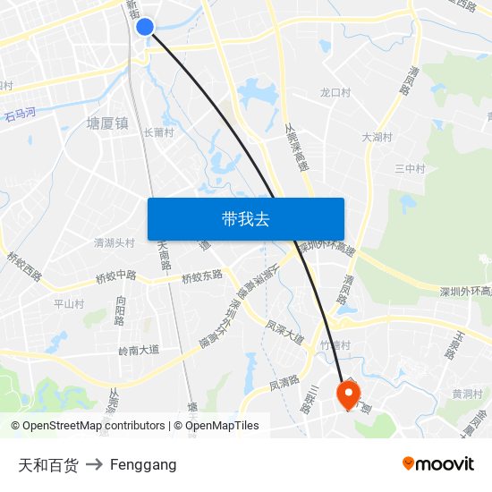 天和百货 to Fenggang map