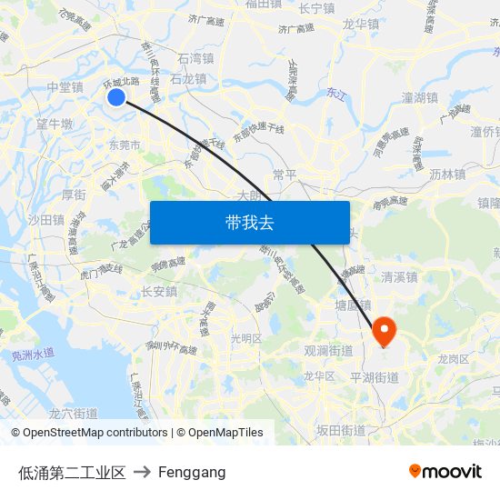 低涌第二工业区 to Fenggang map