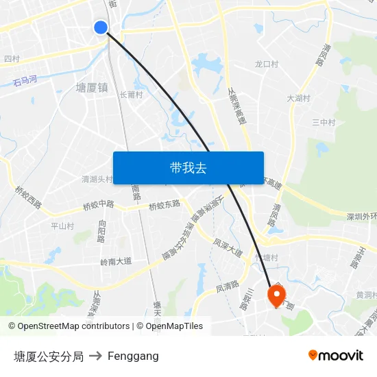 塘厦公安分局 to Fenggang map