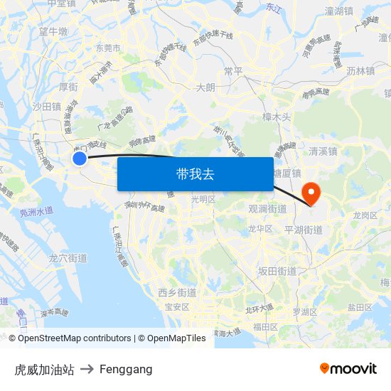 虎威加油站 to Fenggang map