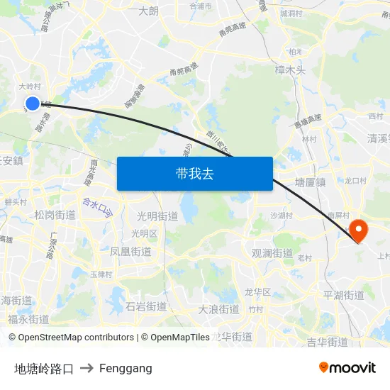 地塘岭路口 to Fenggang map