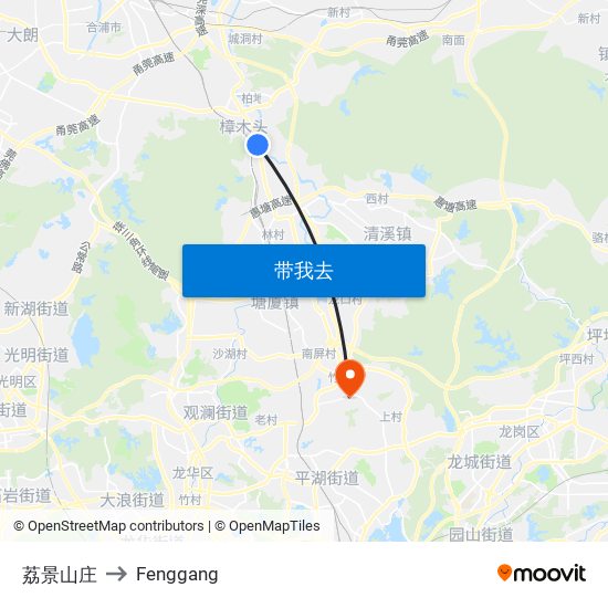 荔景山庄 to Fenggang map