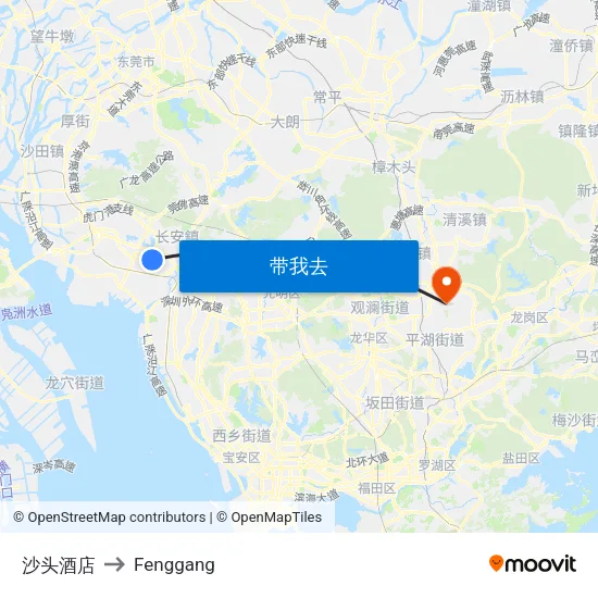 沙头酒店 to Fenggang map