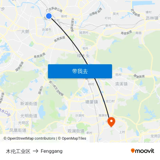 木伦工业区 to Fenggang map