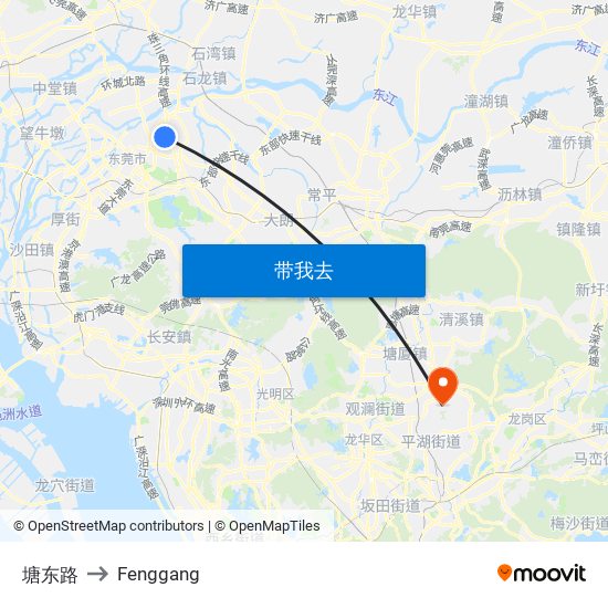 塘东路 to Fenggang map