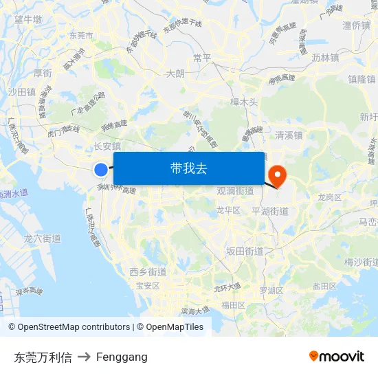 东莞万利信 to Fenggang map
