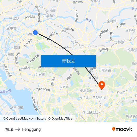 东城 to Fenggang map