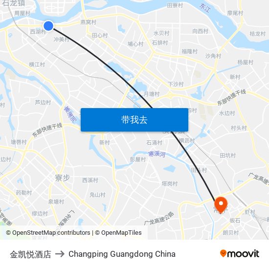 金凯悦酒店 to Changping Guangdong China map