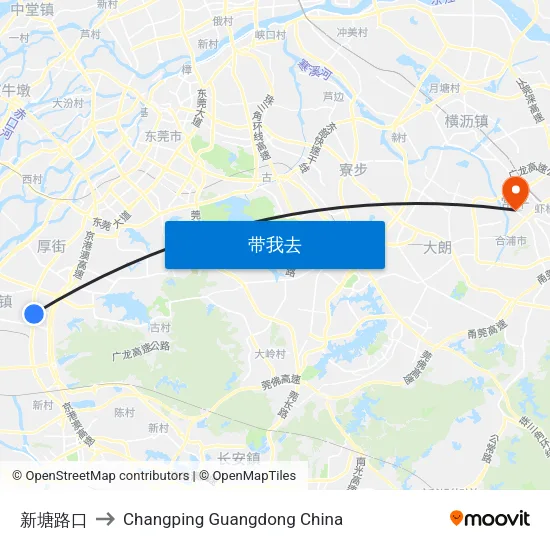 新塘路口 to Changping Guangdong China map