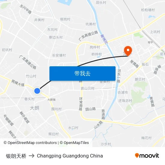 银朗天桥 to Changping Guangdong China map