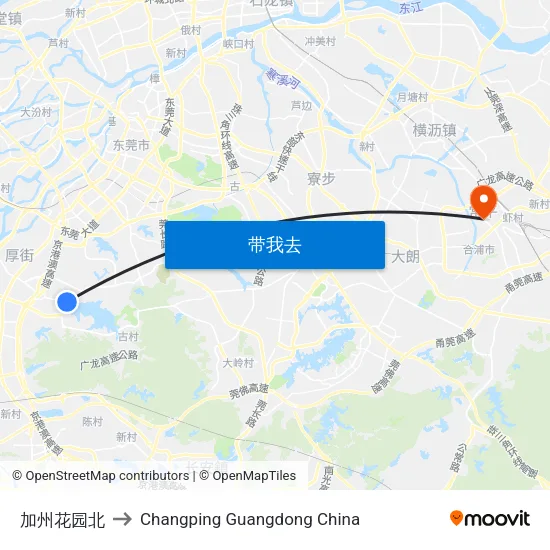 加州花园北 to Changping Guangdong China map