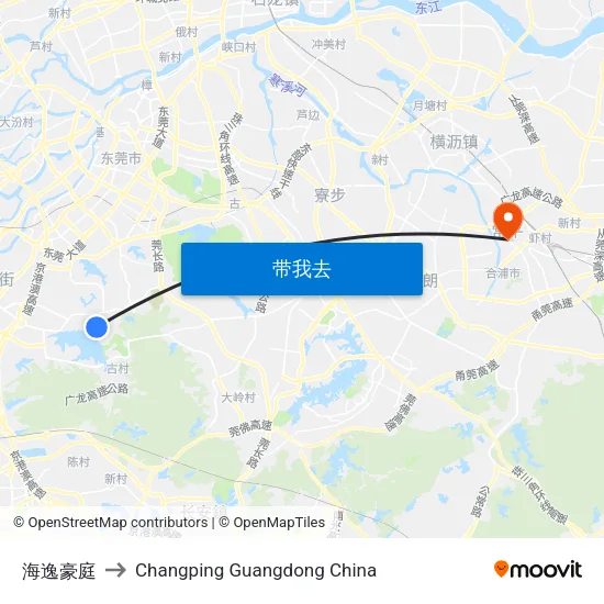 海逸豪庭 to Changping Guangdong China map