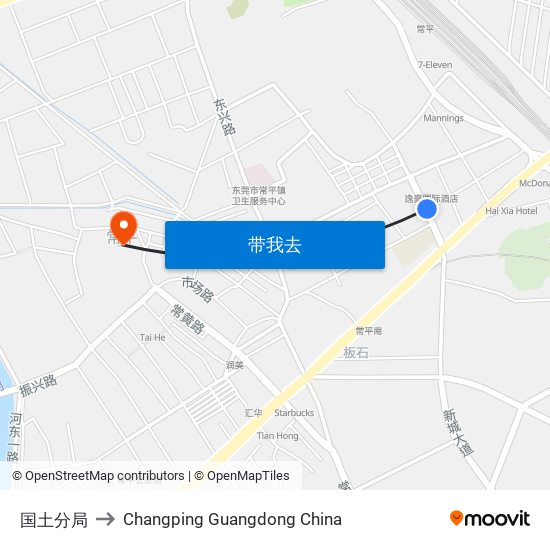 国土分局 to Changping Guangdong China map