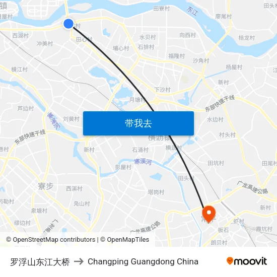 罗浮山东江大桥 to Changping Guangdong China map
