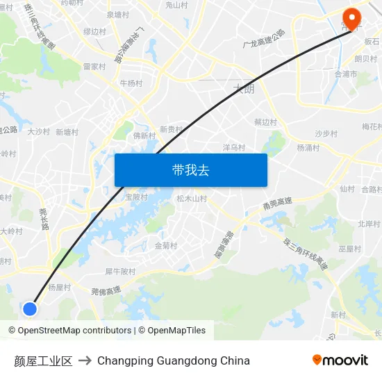 颜屋工业区 to Changping Guangdong China map