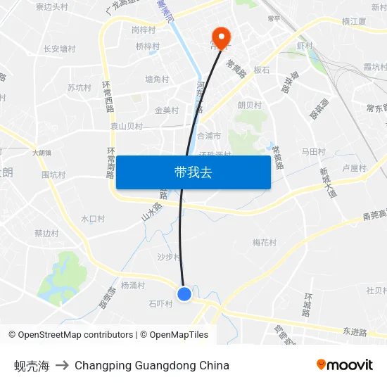 蚬壳海 to Changping Guangdong China map