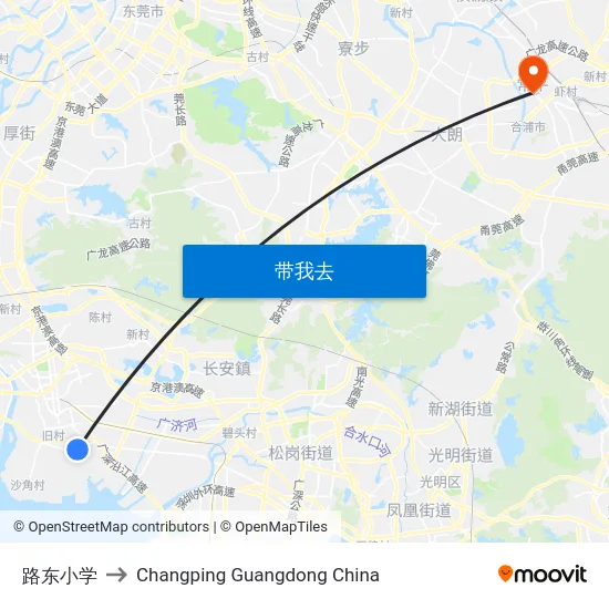 路东小学 to Changping Guangdong China map