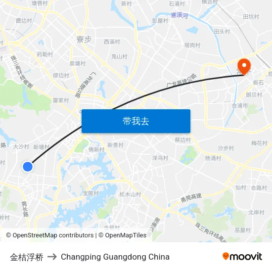 金桔浮桥 to Changping Guangdong China map