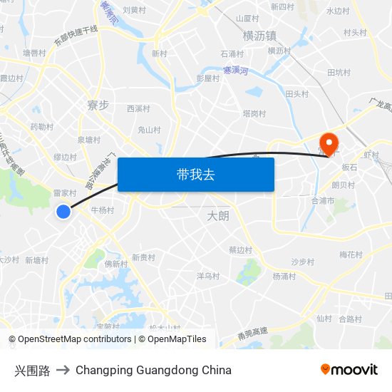 兴围路 to Changping Guangdong China map