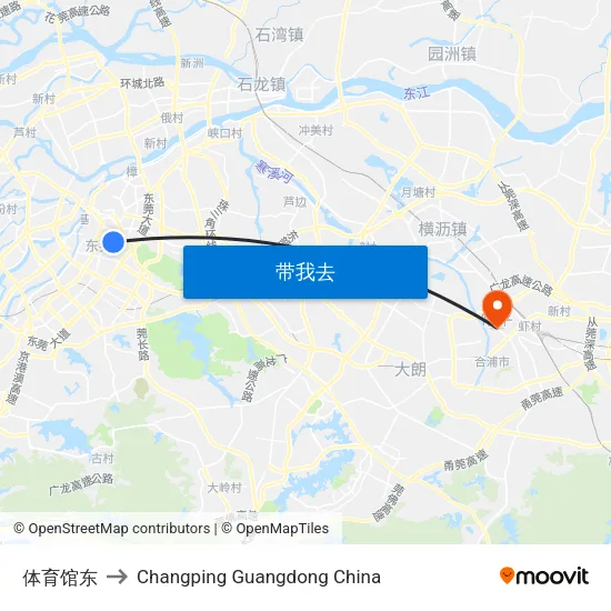体育馆东 to Changping Guangdong China map