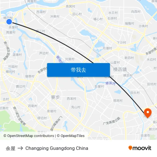 余屋 to Changping Guangdong China map