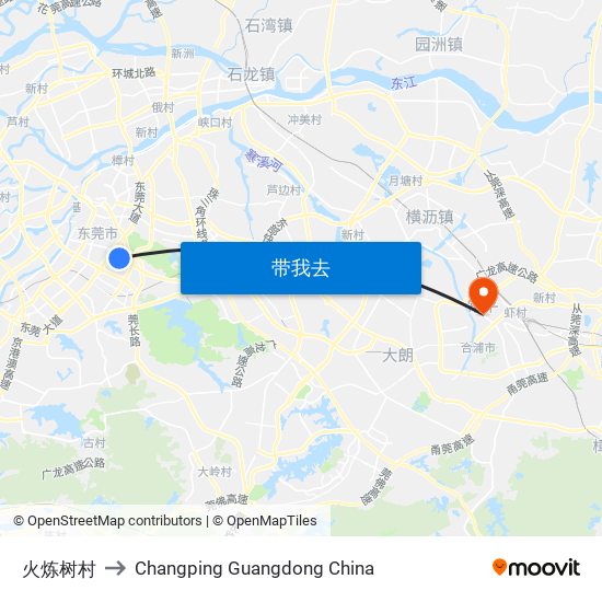 火炼树村 to Changping Guangdong China map