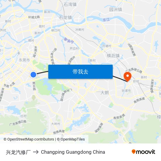 兴龙汽修厂 to Changping Guangdong China map