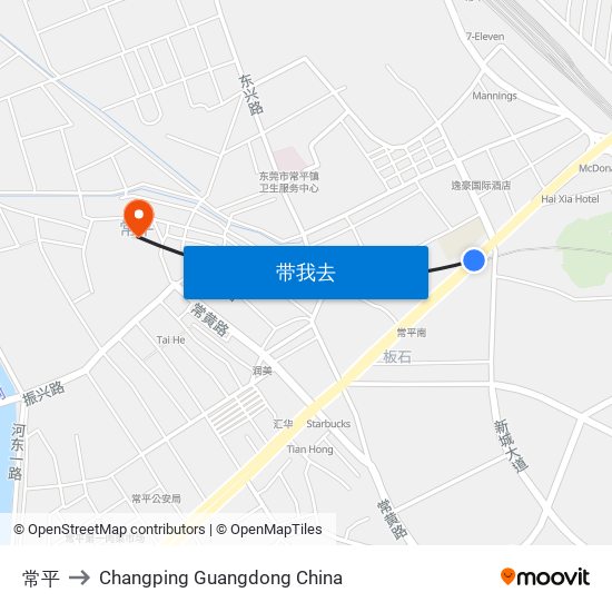 常平 to Changping Guangdong China map