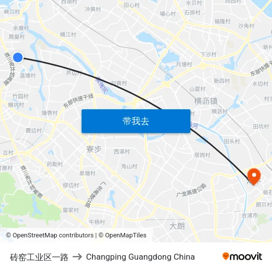 砖窑工业区一路 to Changping Guangdong China map