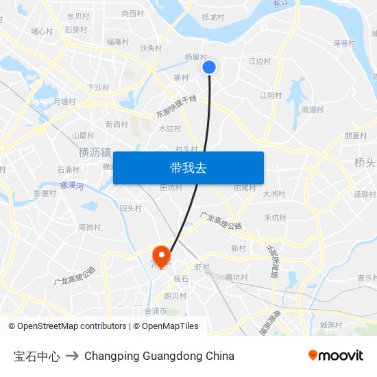 宝石中心 to Changping Guangdong China map