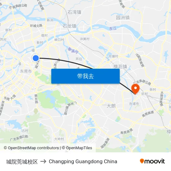 城院莞城校区 to Changping Guangdong China map
