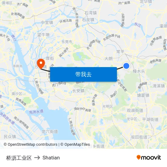 桥沥工业区 to Shatian map